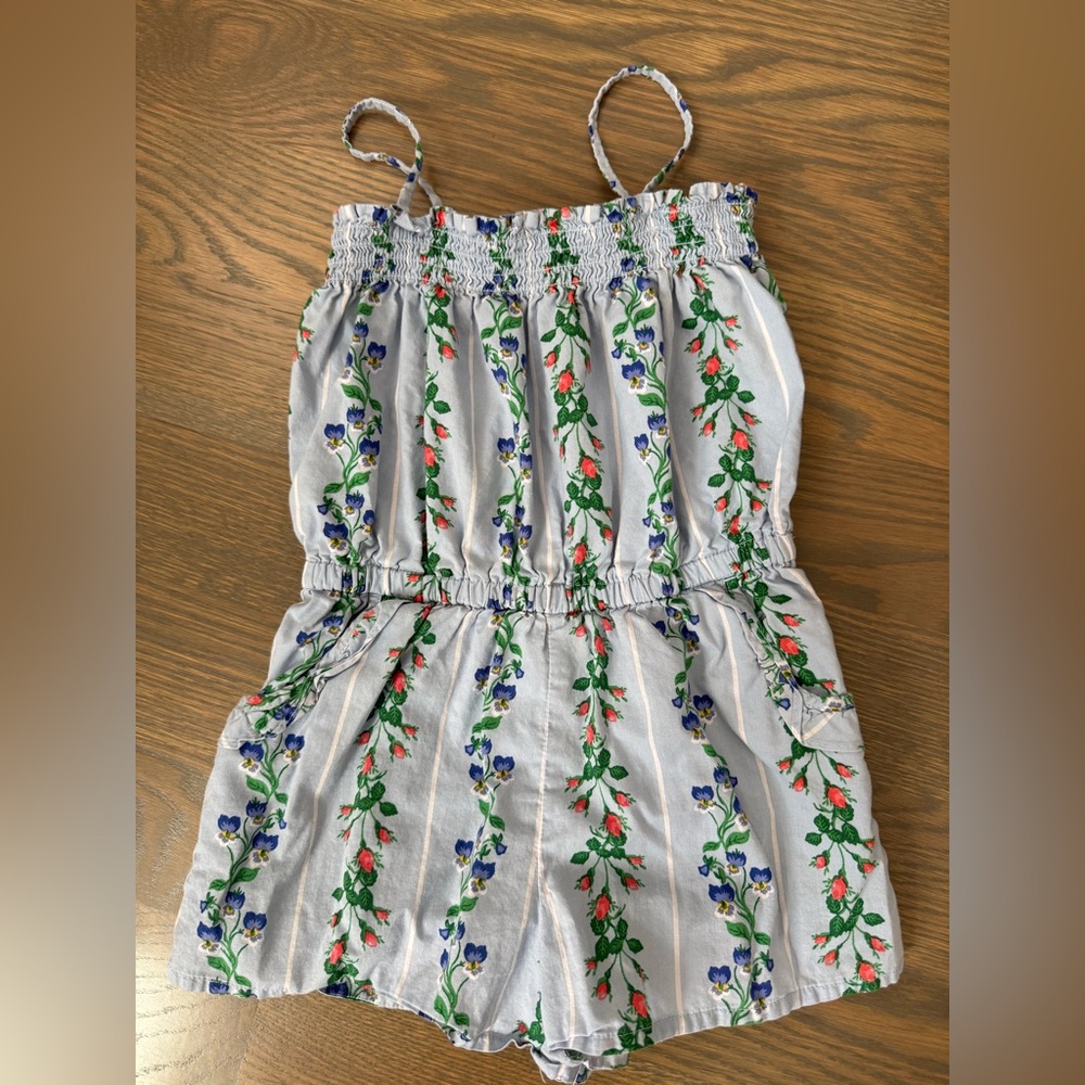 Janie and Jack Light Blue Floral Romper - 4T